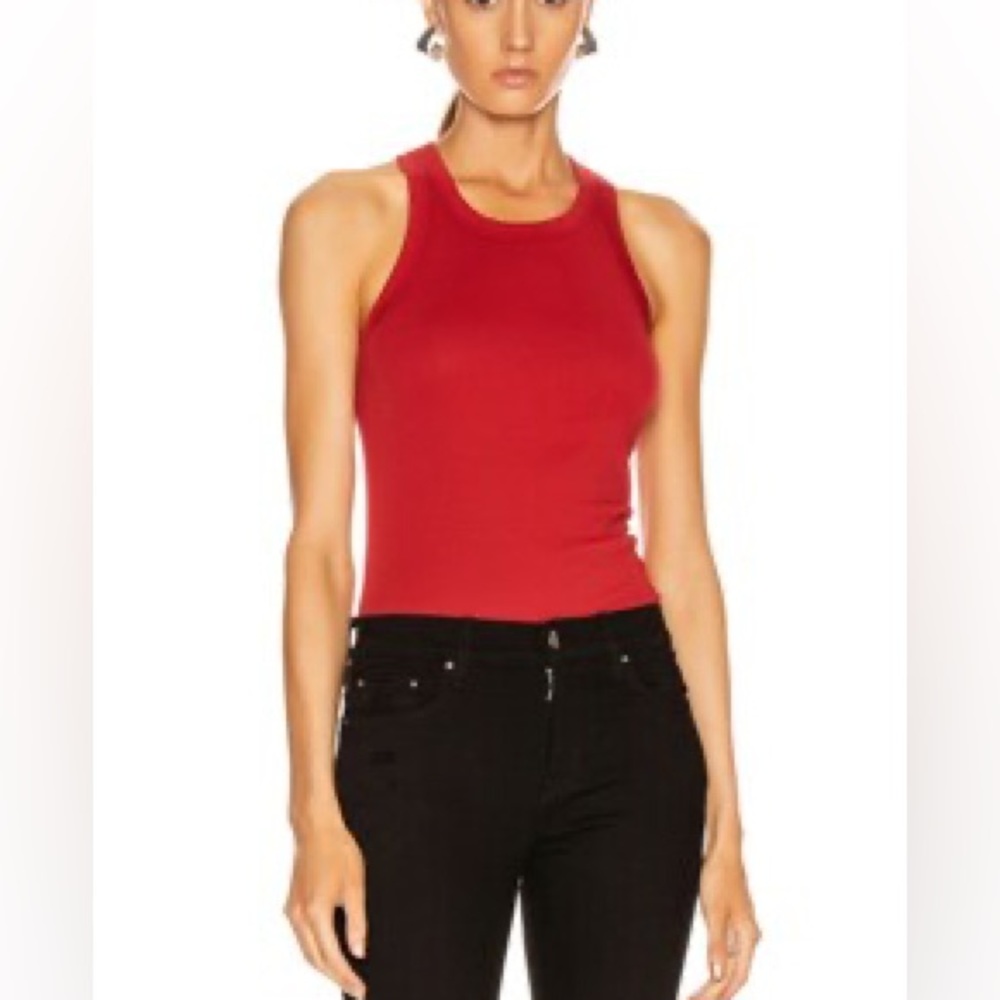 Rick Owens DRKSHDW cherry red cotton tank, small
